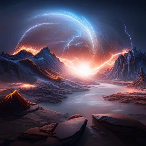 Dynamic Lightning Ball in Detailed Digital Painting