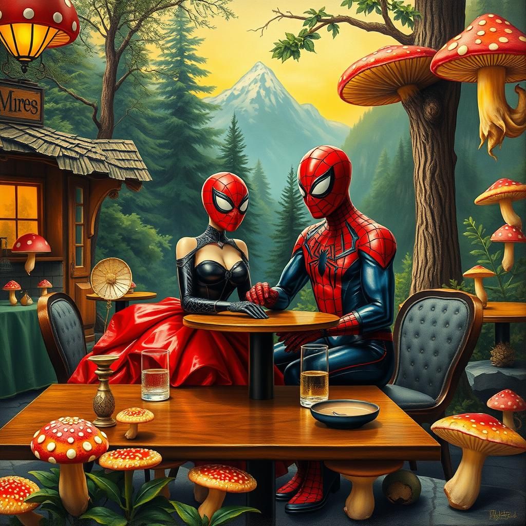 Spider in Gown at Dinner with Spiderman