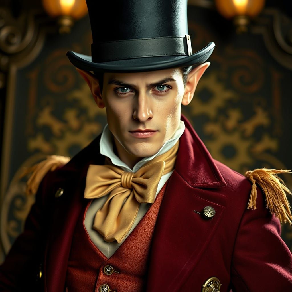 Steampunk Elf Banker Exudes Opulence in Cinematic Portrait