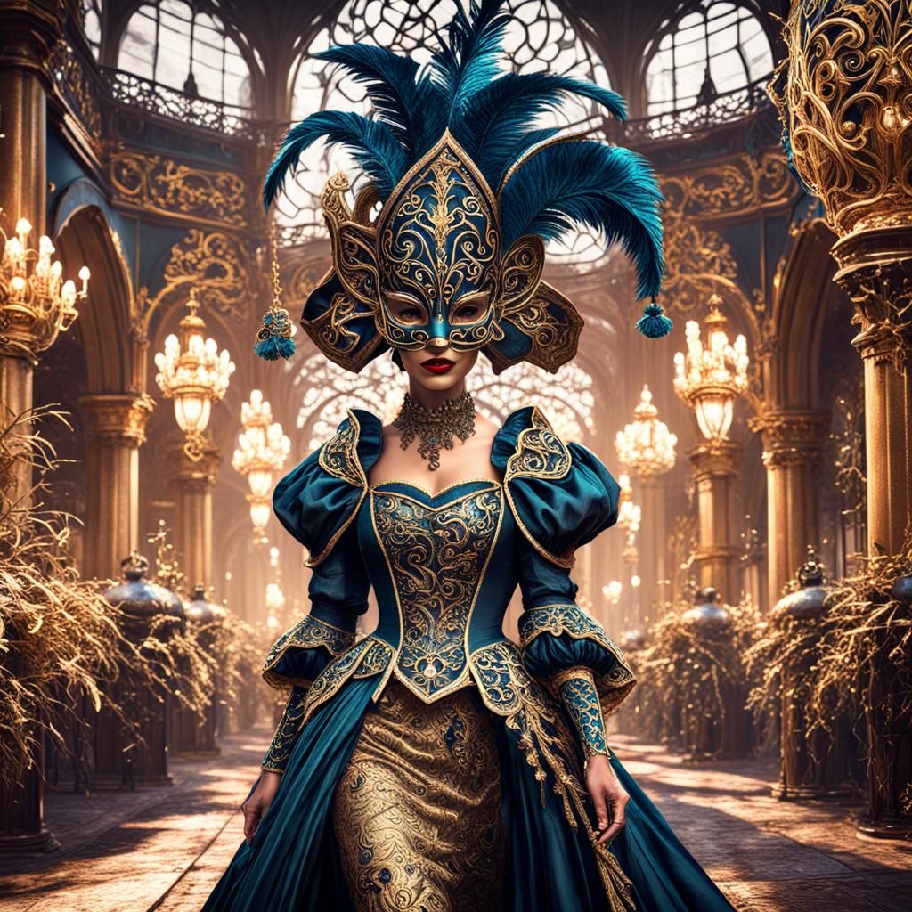 Intricate Masquerade Ball: Fantasy Concept Art