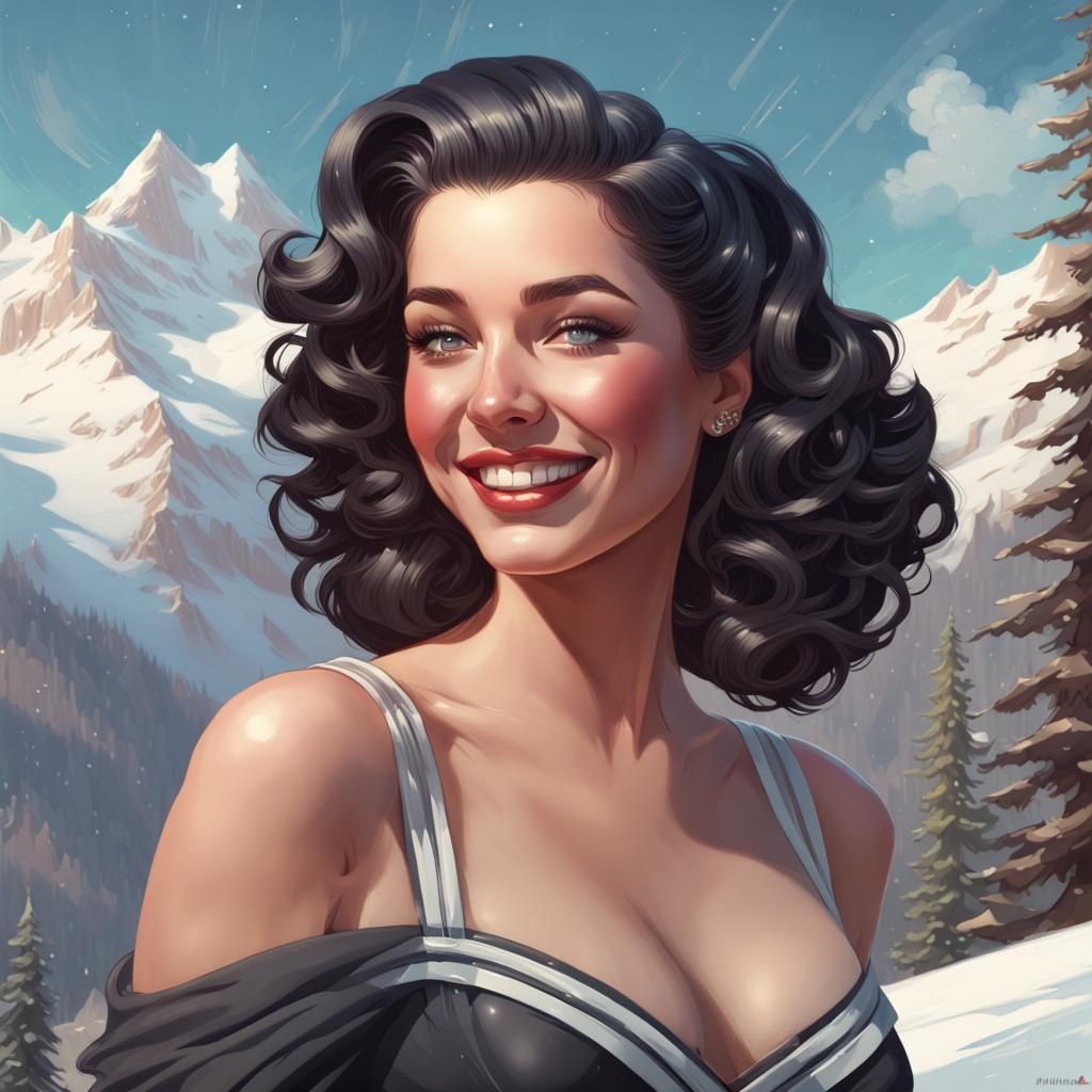 1950s Pin-Up in Art Deco Style