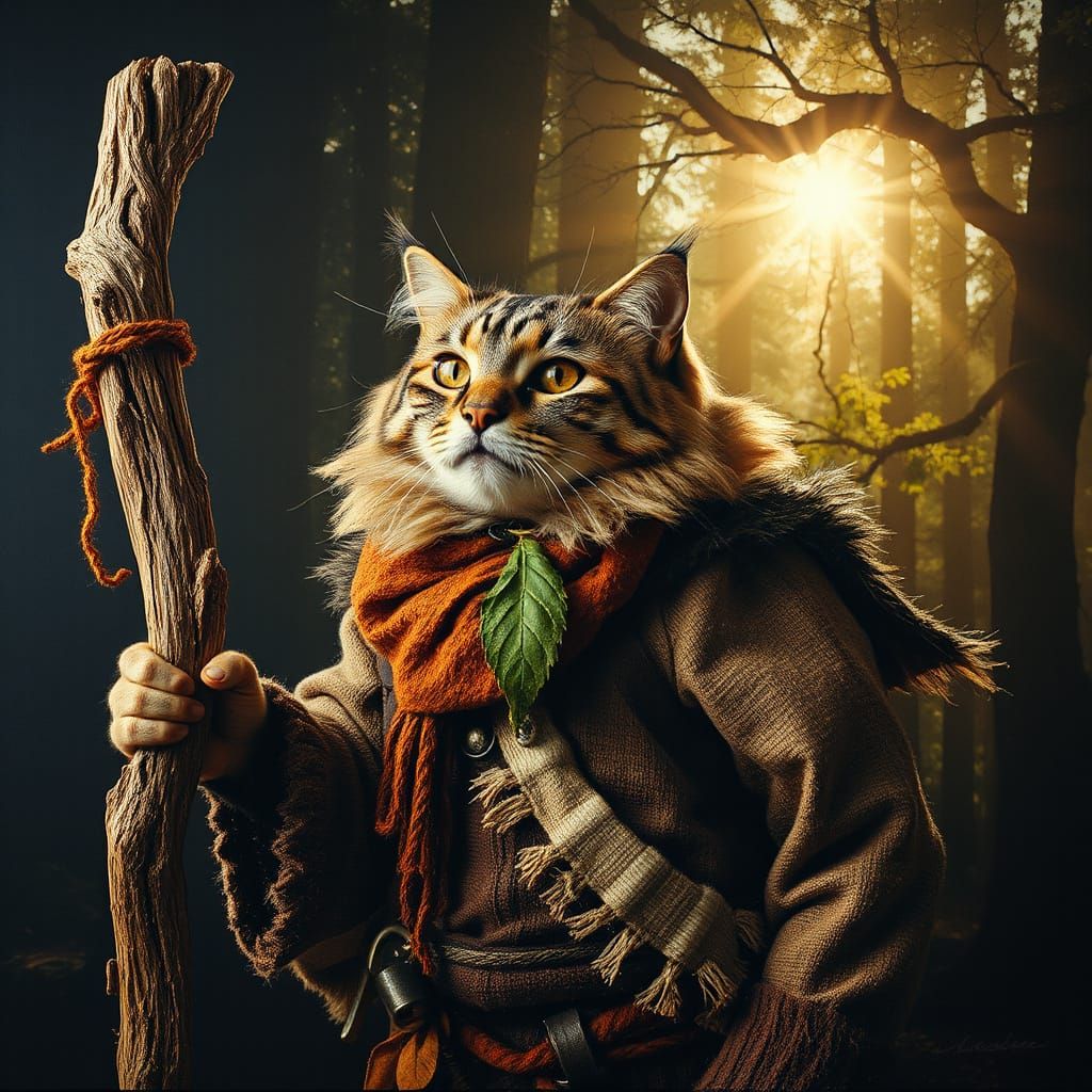 Wise Norwegian Forest Druid in Primeval Forest