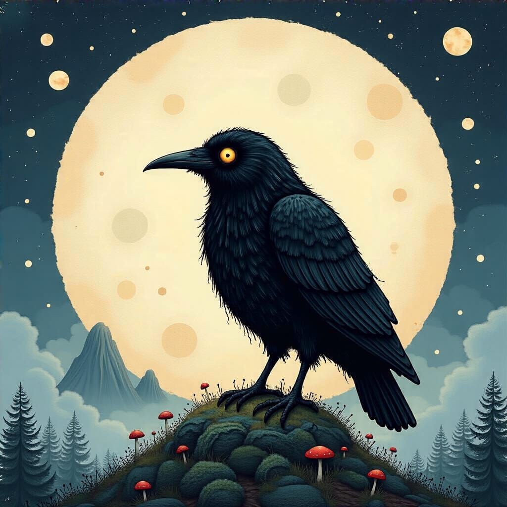 Grimdark Fantasy Creature in Dark Forest