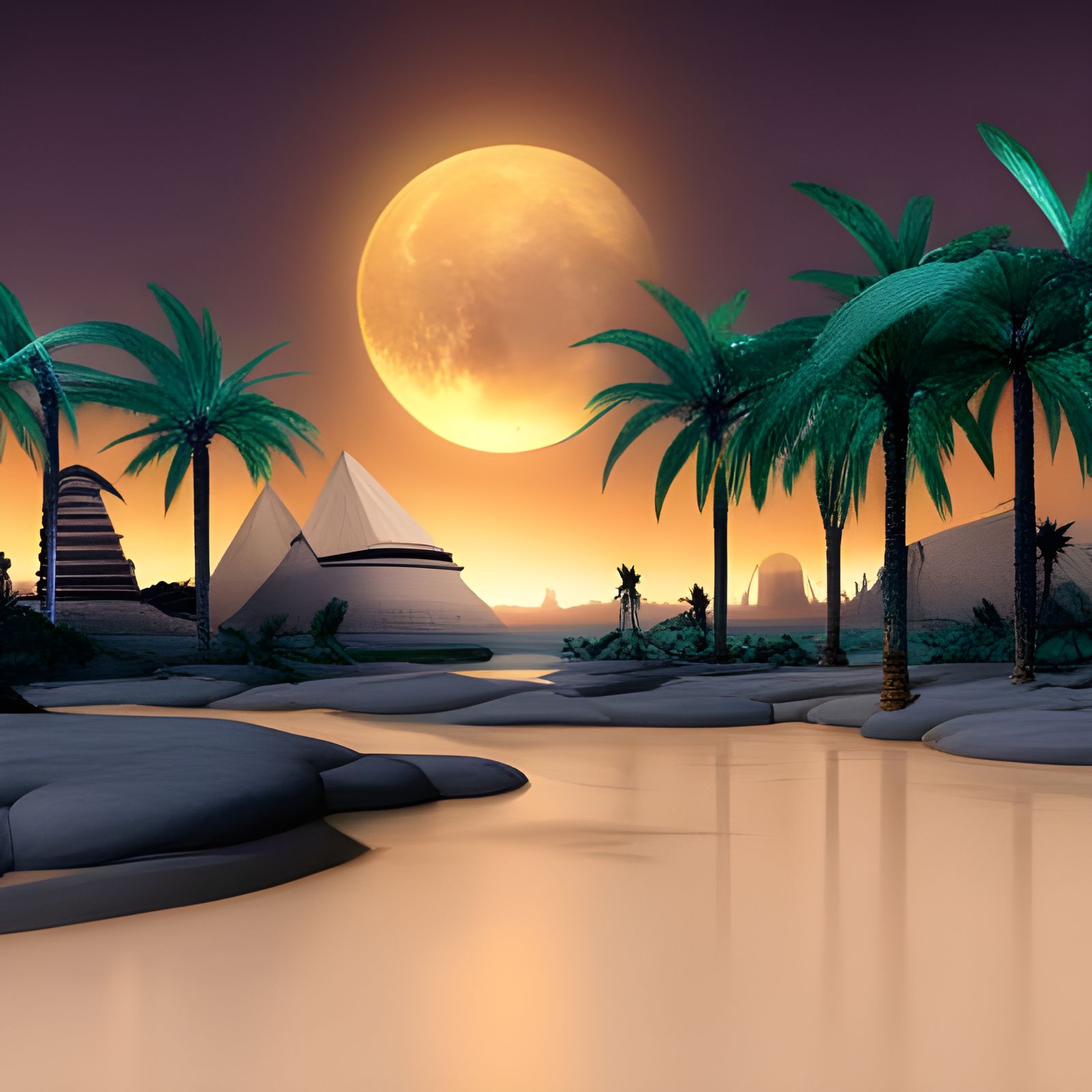 Egyptian Fantasy Landscape with Mystical Lure