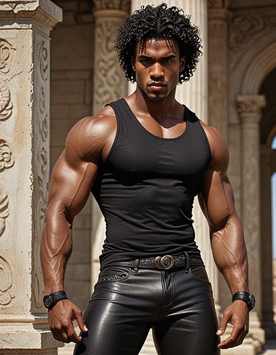 Muscular Man Posing in Classical Greek Style