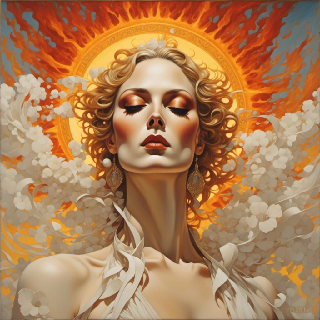 Radiant Figure in Burning Sun Glory