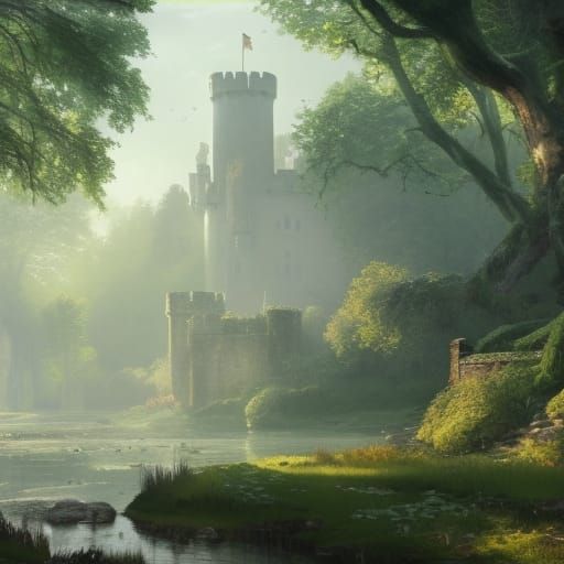 Lush Cottagecore Castle in Spring Sunlight