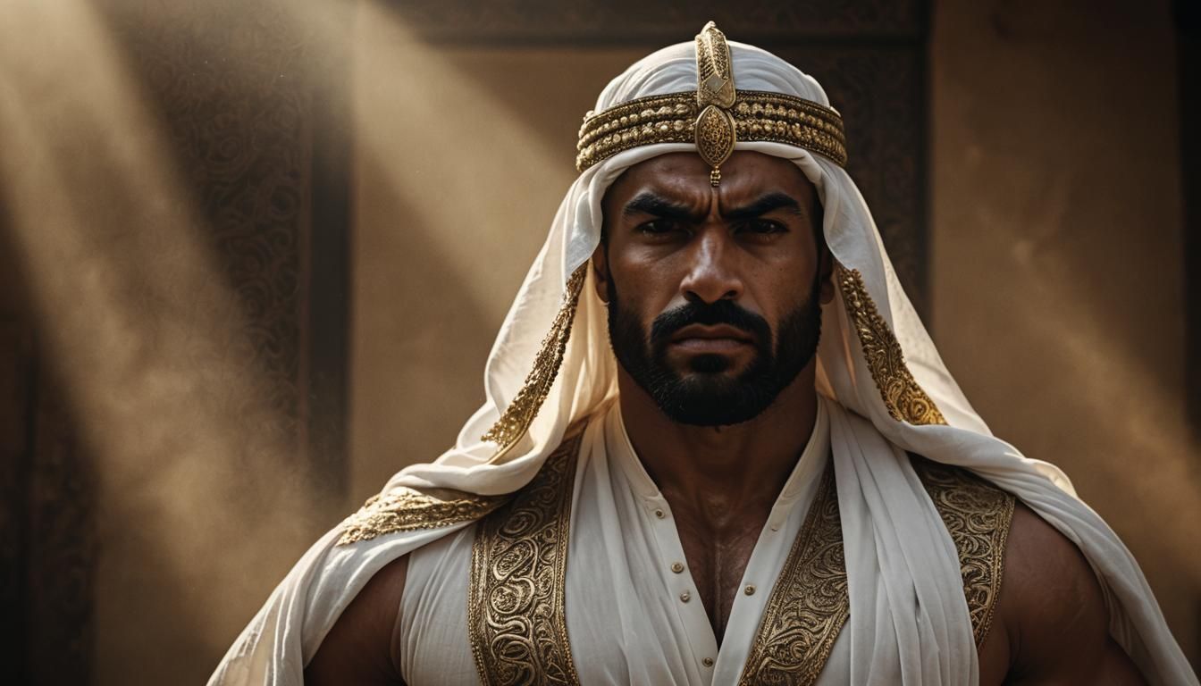 Cinematic Arab Bodybuilder in Ghutra with Golden Light