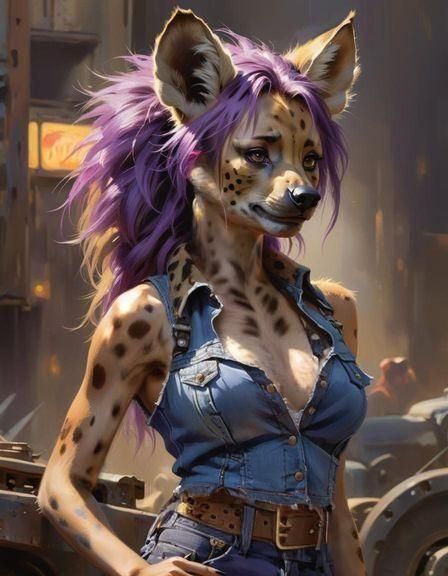Sultry Hyena Goddess in Gouache Impressionist Masterpiece