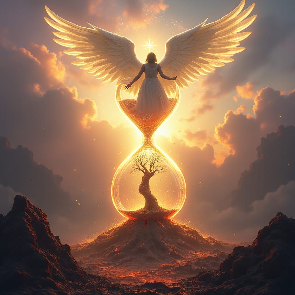 Surreal Angelic Encounter in Ultra-Colorful Style