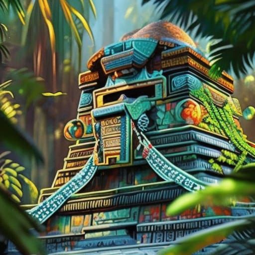 Mayan Temple Portrait in Hyperdetailed Style
