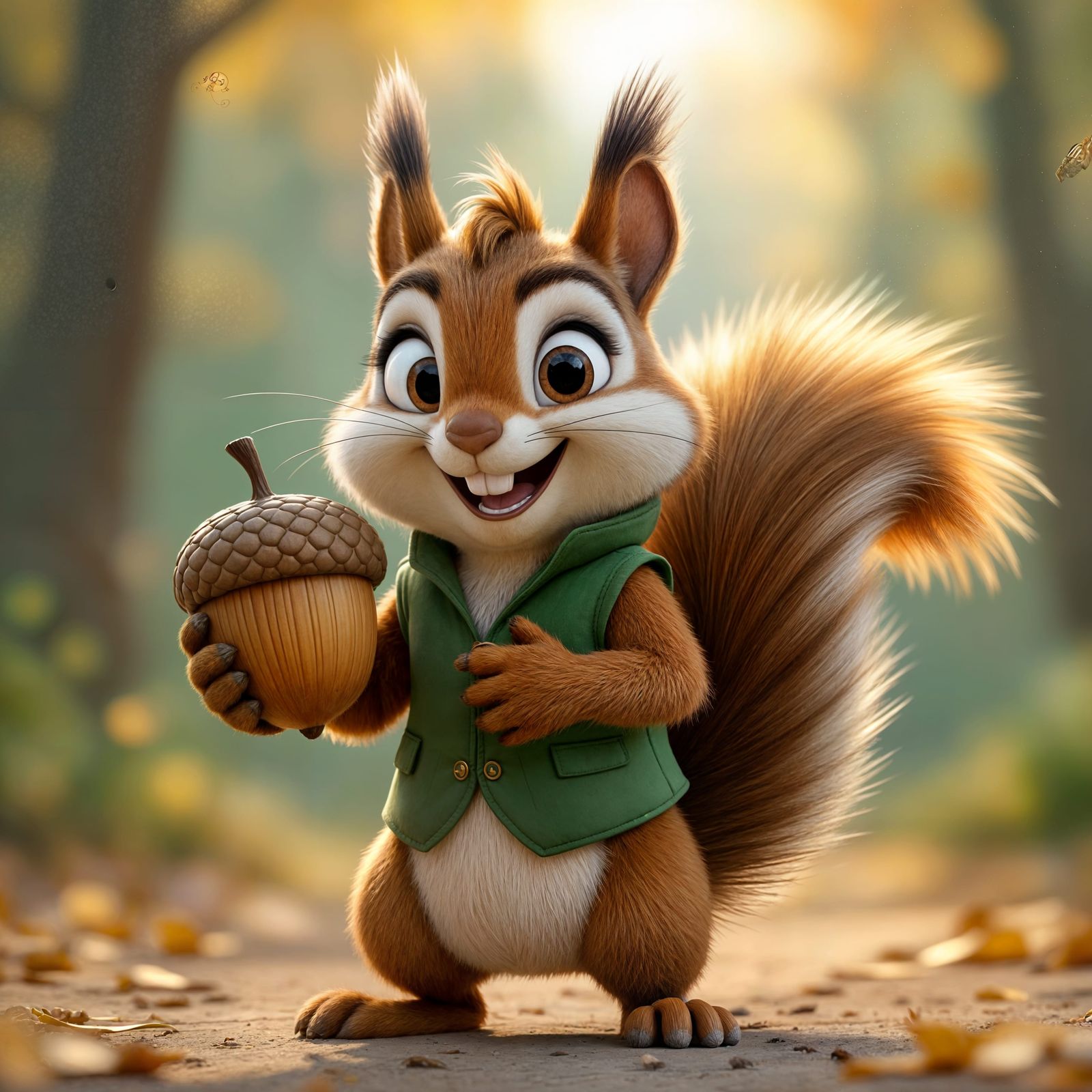 Pixar-Style Cartoon Squirrel with Mischievous Grin