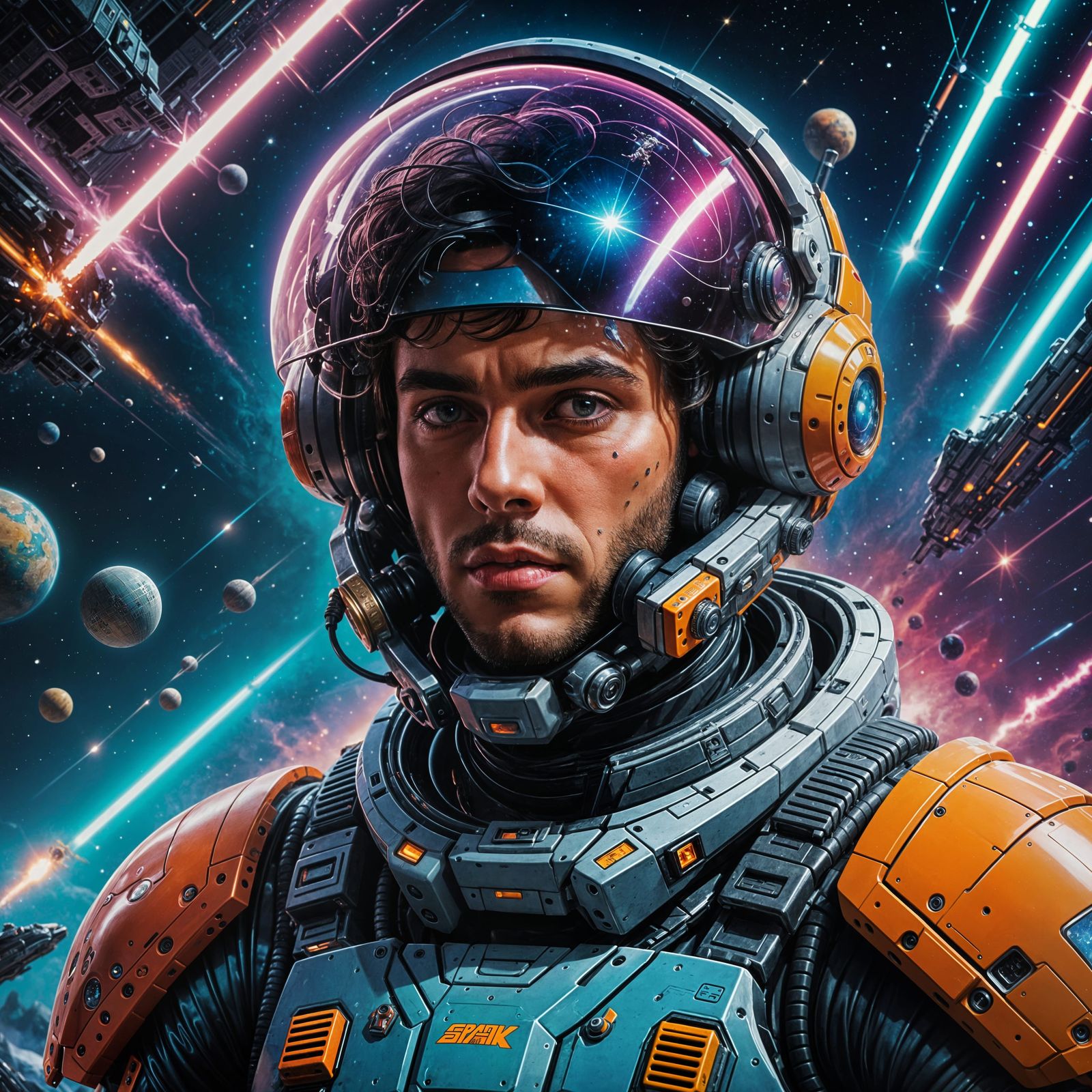 Sci-Fi Protagonist Portrait in Retrowave Style