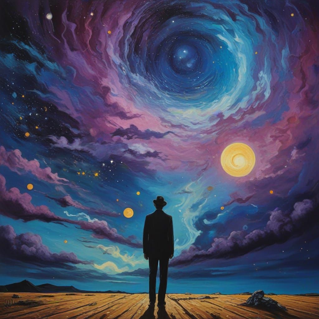 Ethereal Cosmic Landscape in Vibrant Oil Painting