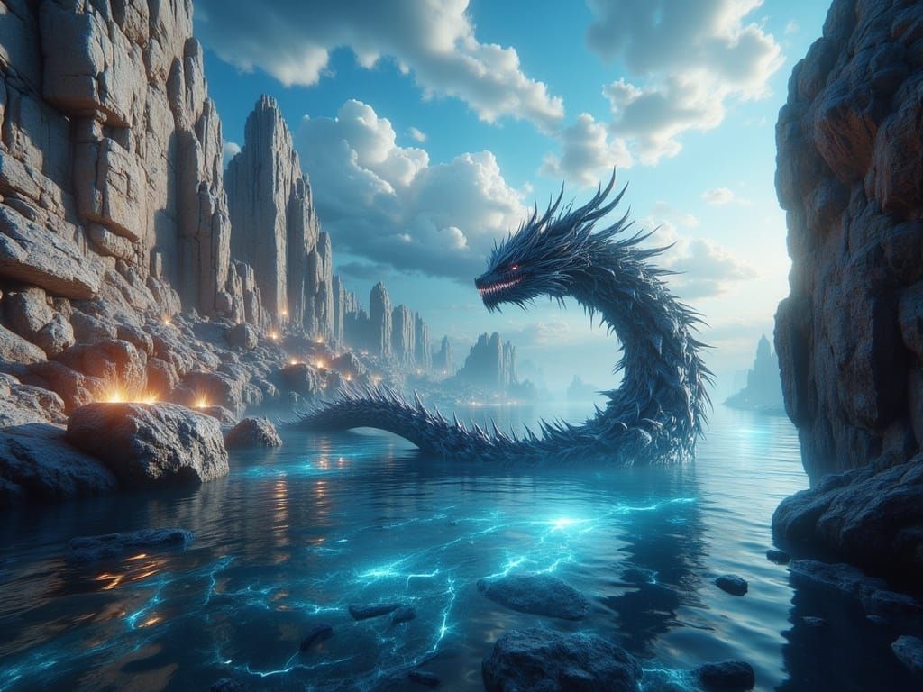 Fantasy Sea Serpent Emerges from Ancient Galilee Waters