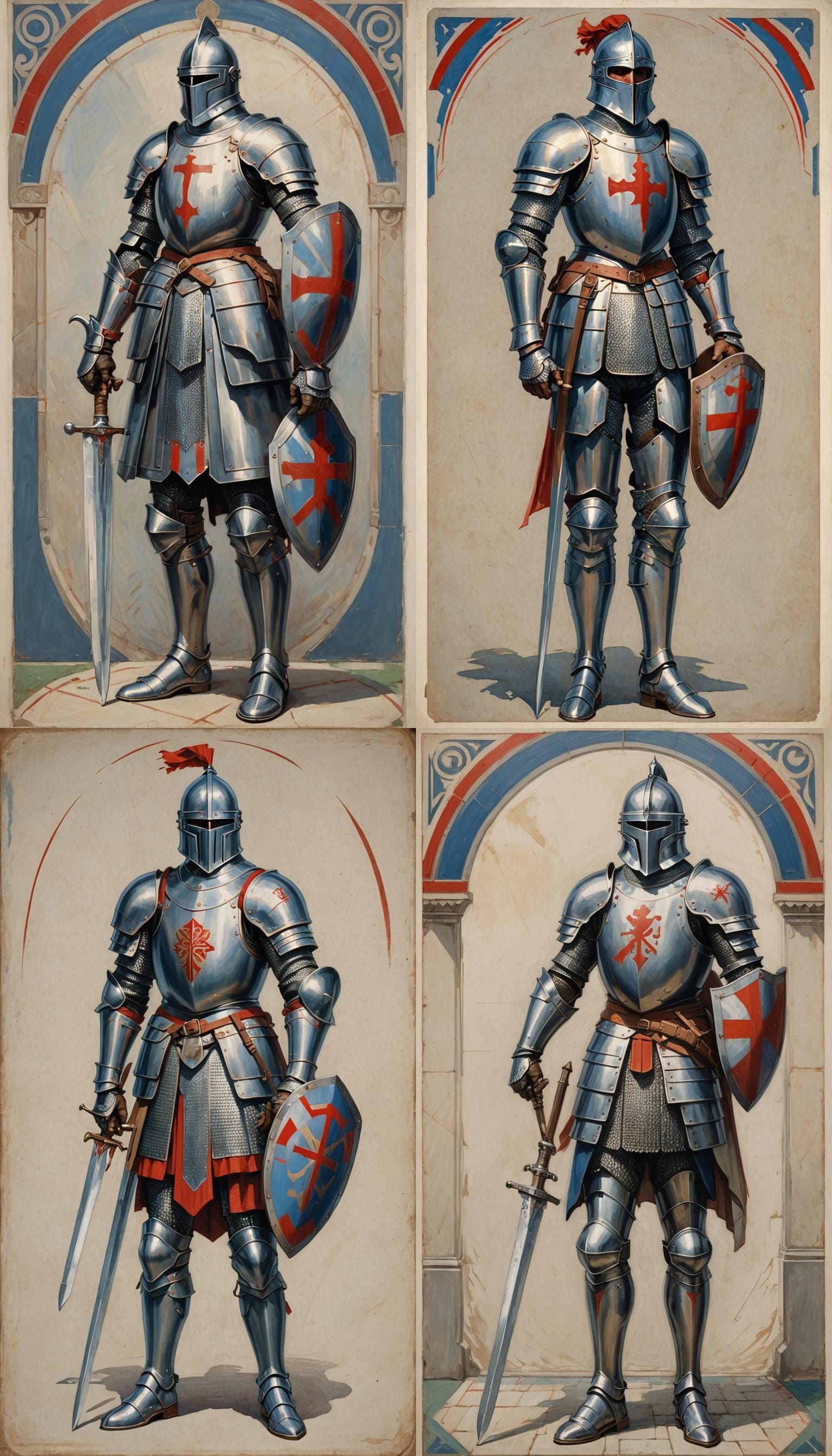 Art Deco Knight in Plate Armor Portrait