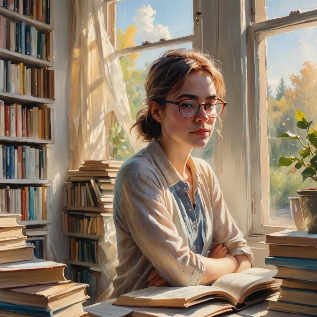 Impressionist Girl in Sunlight Portrait