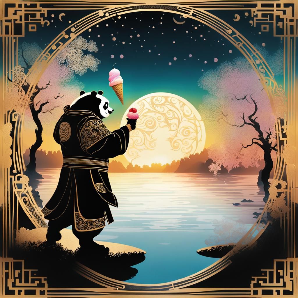 Kung-Fu Panda Silhouette with Samurai Armor