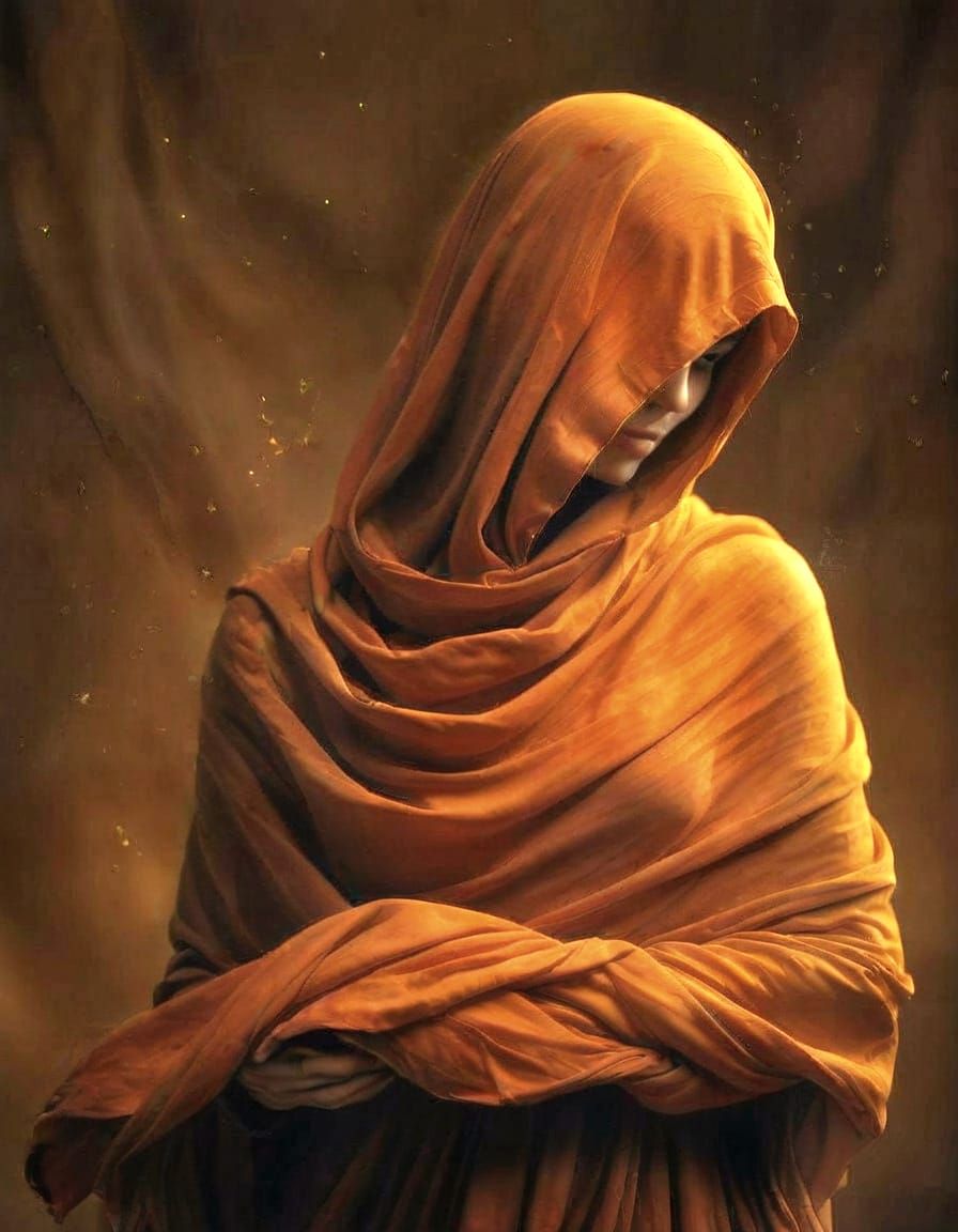 Cloth-Covered Figure in Wind: Watercolor Art