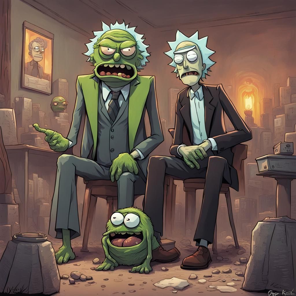 Rick and Morty as Count and Oscar in Digital Art