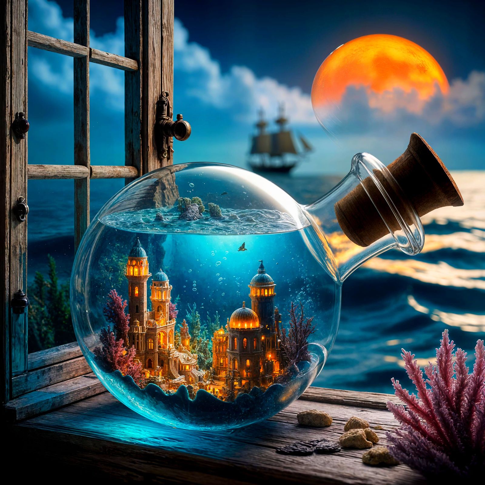 Atlantis in a Bottle: A Fantasy Realism Scene