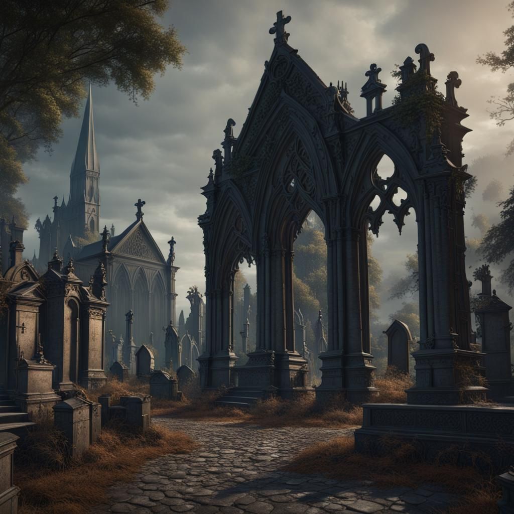 Eerie 18th Century Gothic Cemetery Art