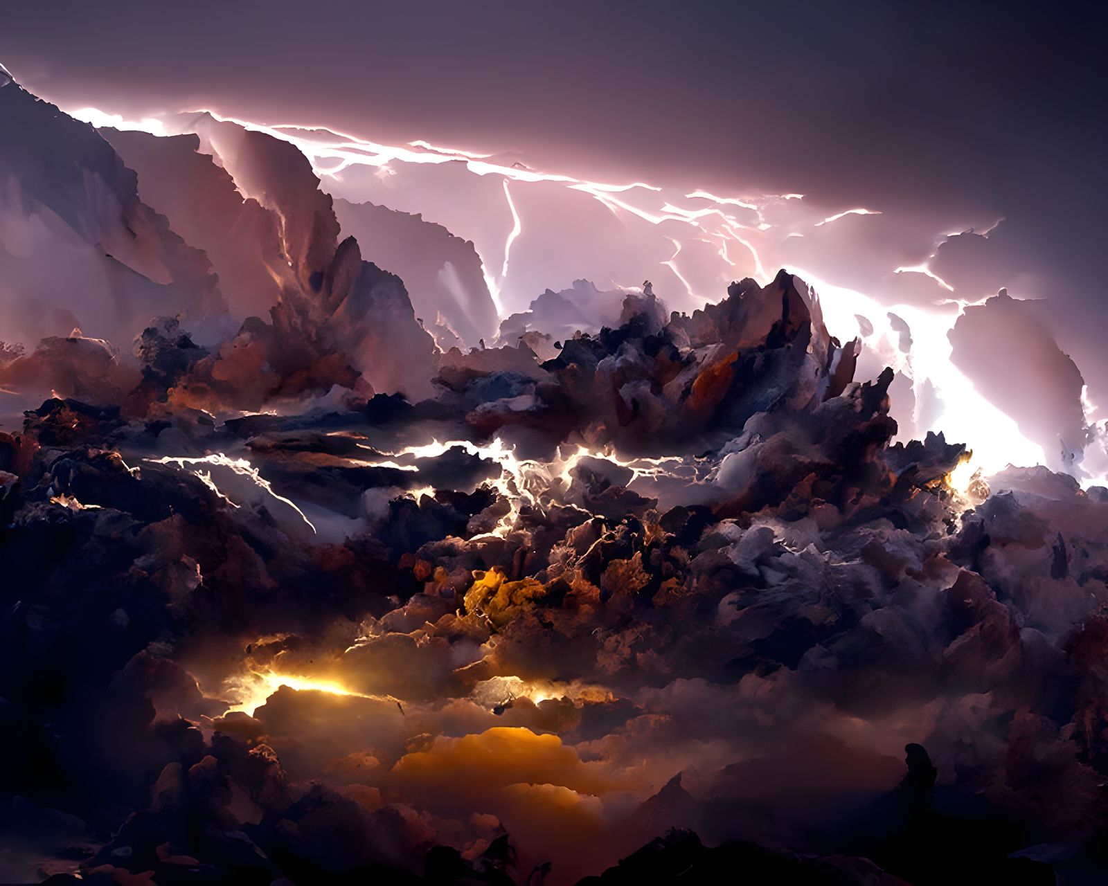 Colorful Night Sky with Dark Clouds