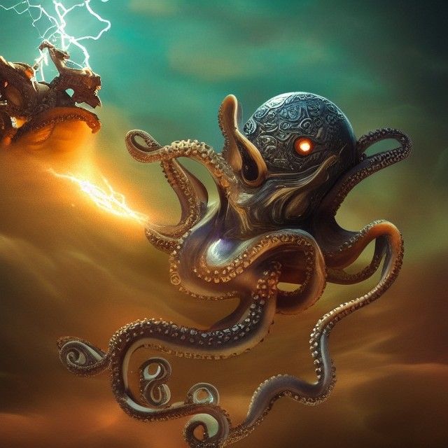 Armored Octopus Strikes Monk with Lightning