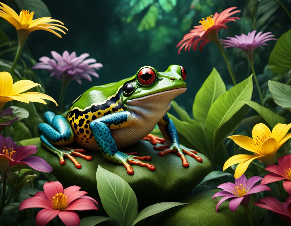 Colorful Jungle Frog in Detailed Matte Painting