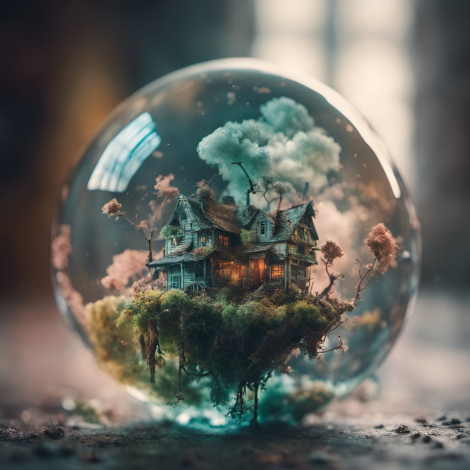 Glass Sphere with Poisonous Acid in Dreamlike Style