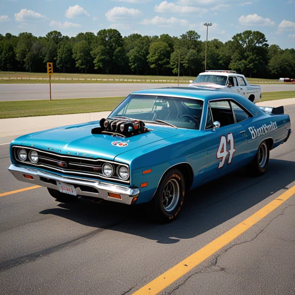Vintage NASCAR Road Runner in Style of American Pop Art