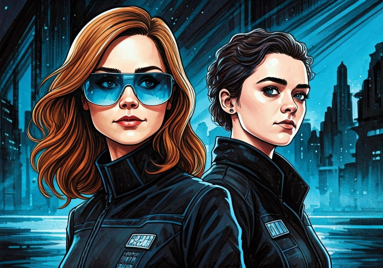 Cyberpunk Portrait with Jenna Coleman and Maisie Williams