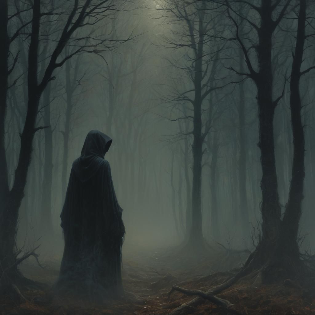 Eerie Dark Fantasy Portrait in Oil Painting Style