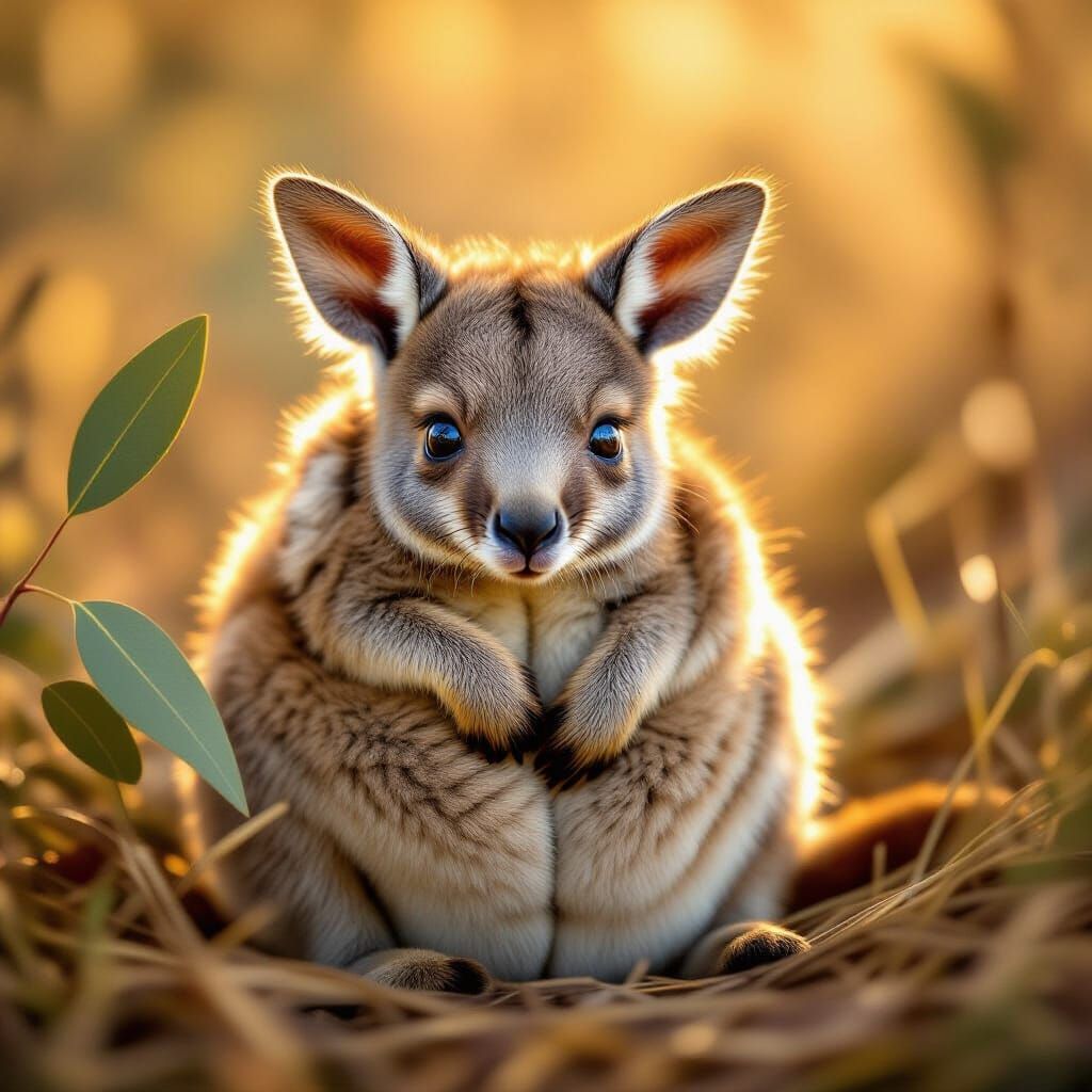 Joey Peeks from Pouch in Golden Sunlight