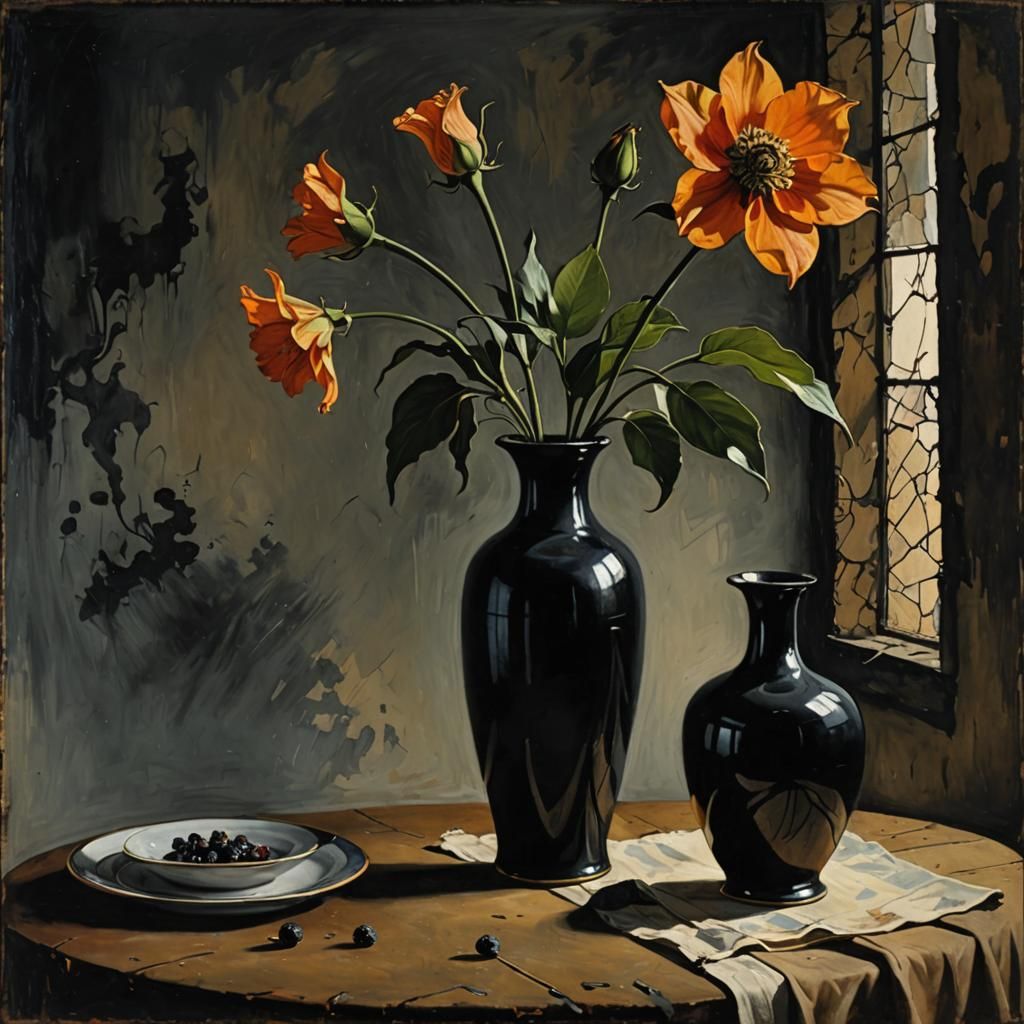 Mysterious Flower in Vase Inspired by Surrealism