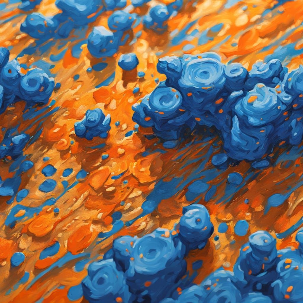 Beta Endorphin Molecule as Gouache Impressionist Painting