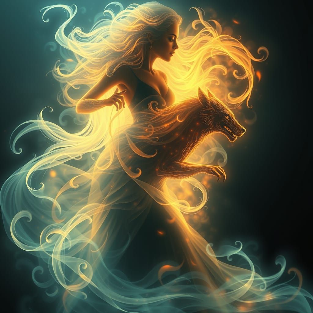 Ethereal Goddess Unites with Her Spirit Animal