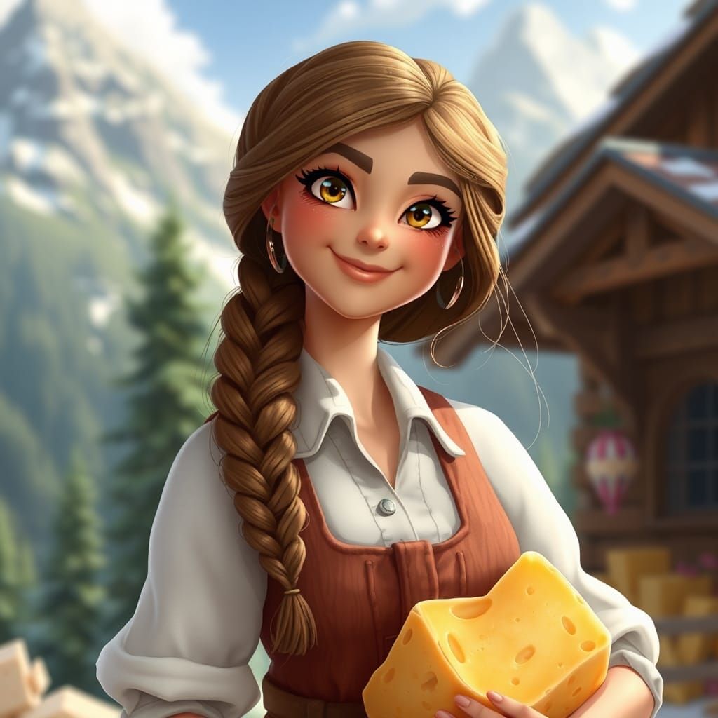 Alpine Cheesemaker Portrait in 3D Animation Style