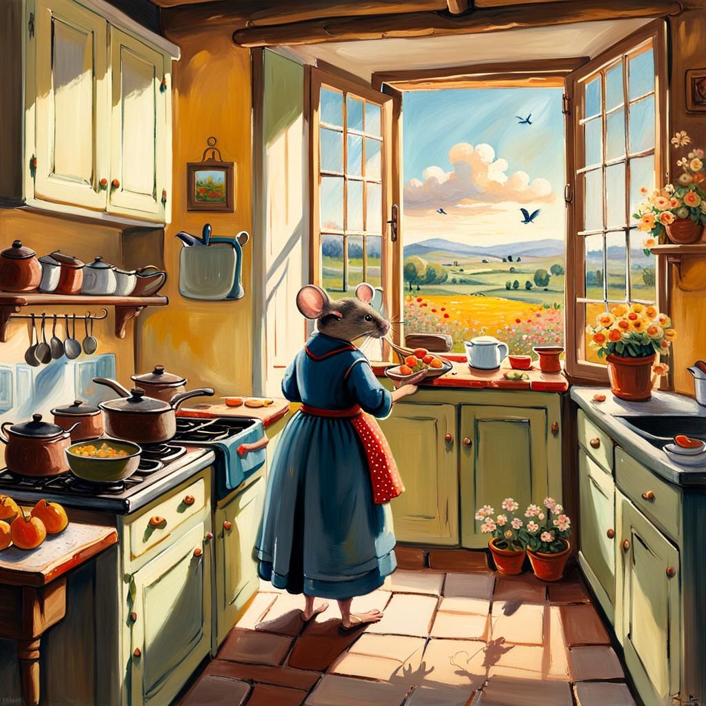 Rita the Mouse: A Whimsical Oil Painting