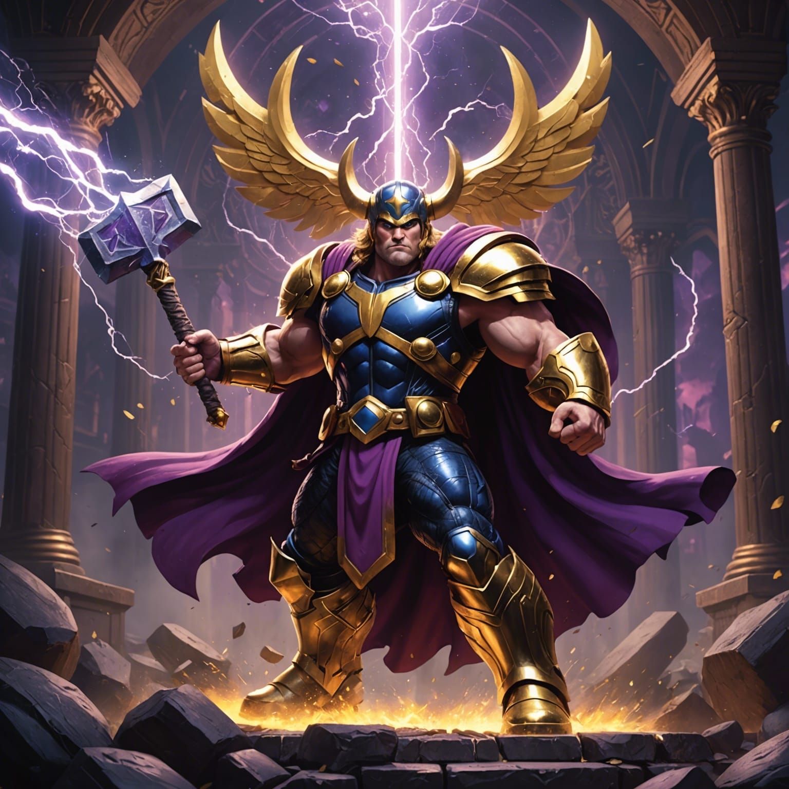 Kirby Ascends: Gains Thor's Power in Dark Fantasy Art