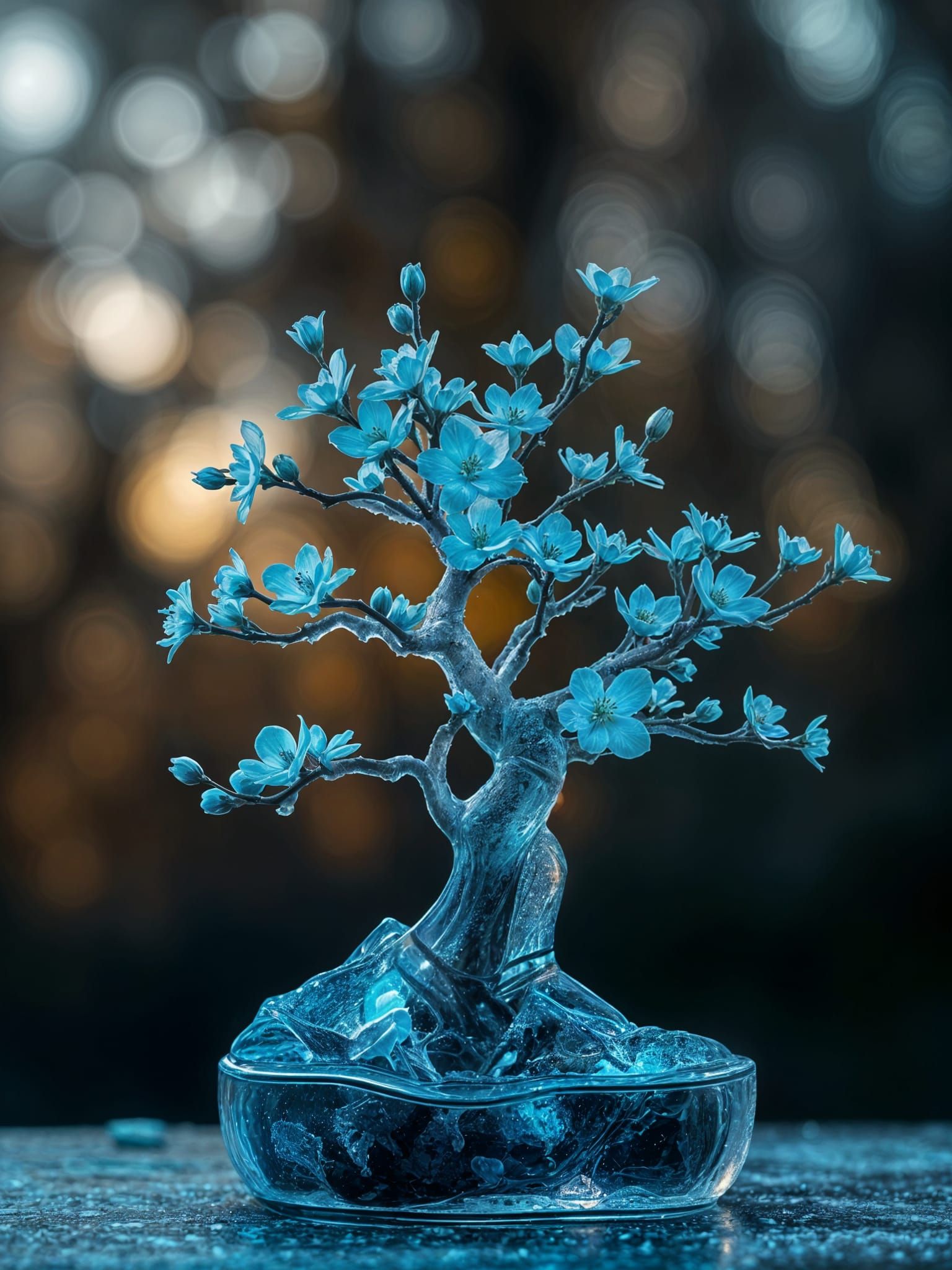 Surreal Bioluminescent Bonsai in Majestic Professional Photo...