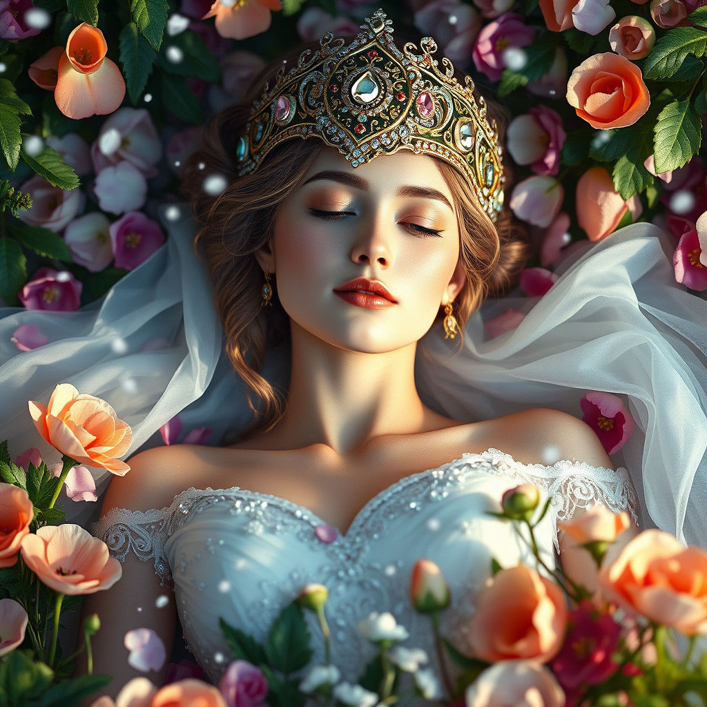 Snow White Bride Reflects Universe as Art Nouveau Splash Art