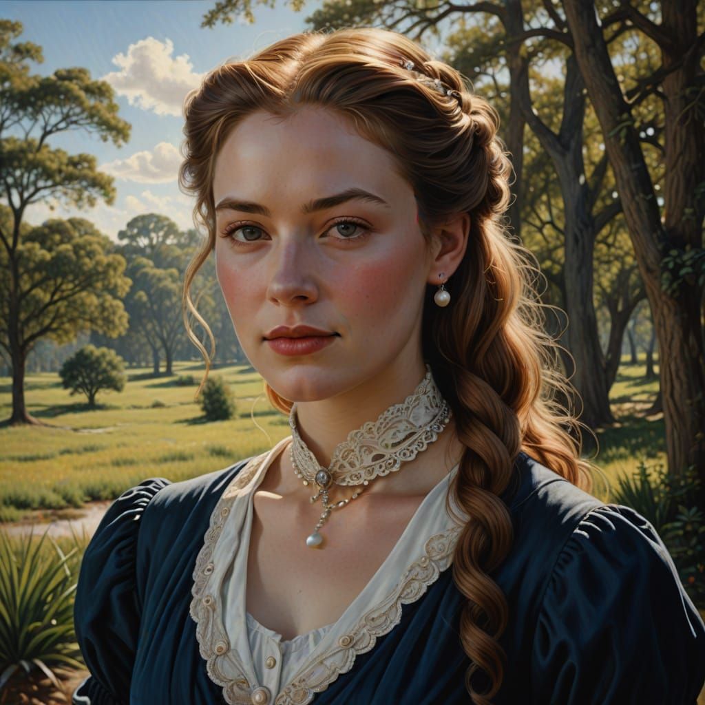 Early 20th Century American Woman in Photorealistic Portrait