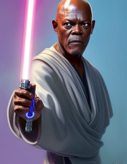 Mace Windu Portrait with Purple Lightsaber