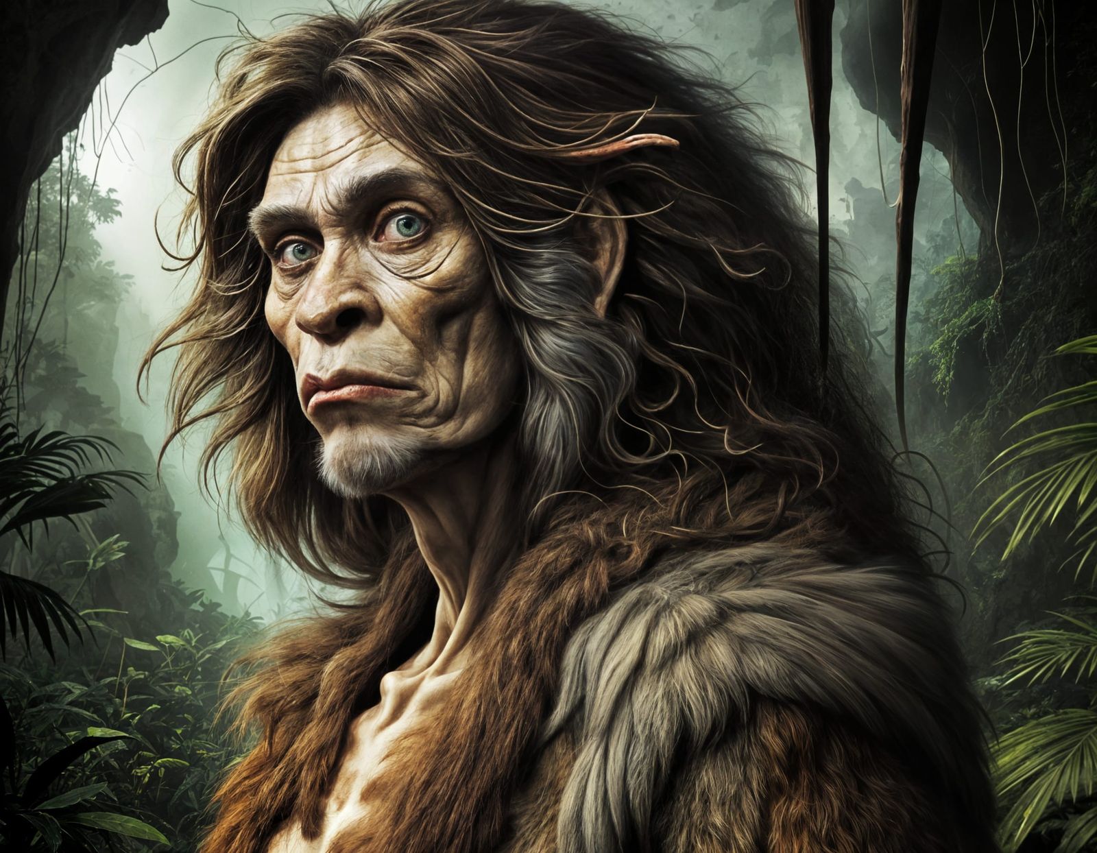 Cavewoman in Jungle: Surreal Colorful Art