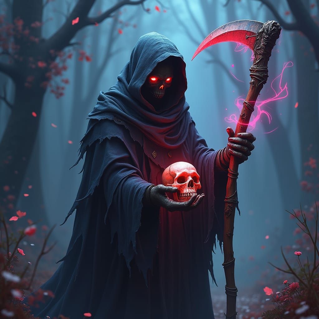 Grim Reaper in Twilight Realm: Dark Fantasy Art