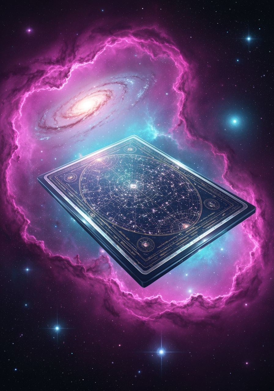 Cosmic Star Map on Crystal Tablet in Deep Space