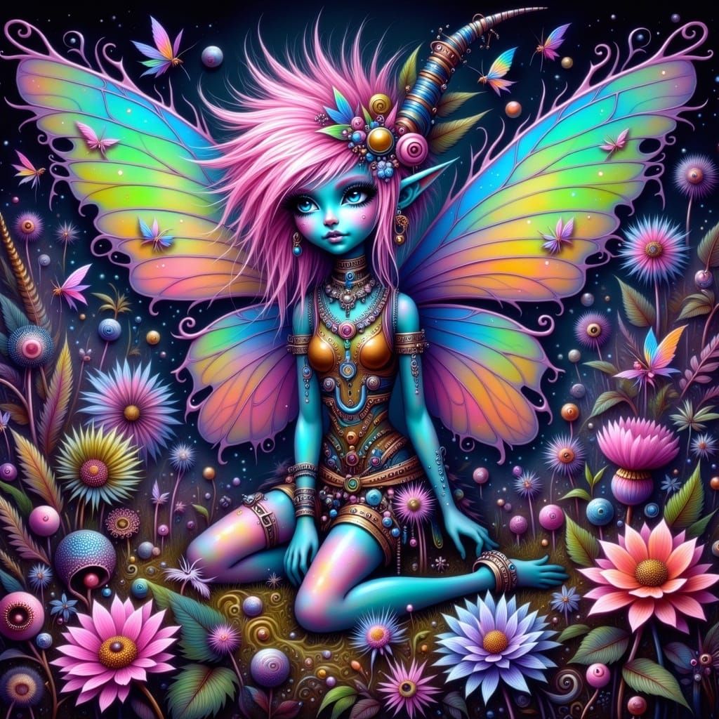 Ethereal Fairy Punk Realm with Glowing Creatures and Treasur...