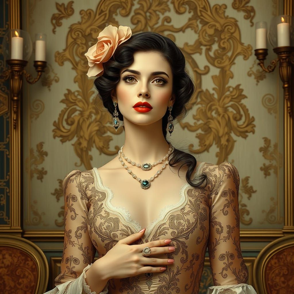 Elegant Woman in Art Nouveau Style