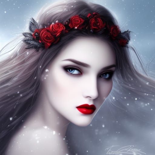 Elegant Gothic Princess Portrait, Fantasy Magazine Cover Art
